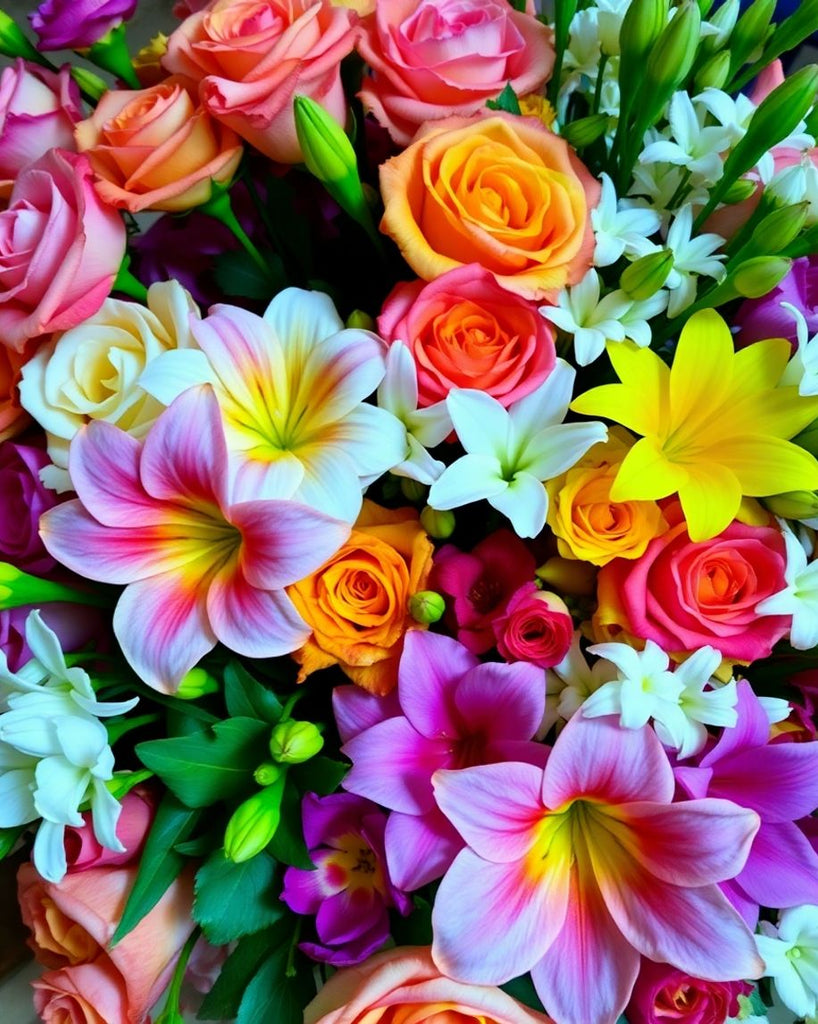 Vibrant bouquet of fragrant flowers in full bloom.