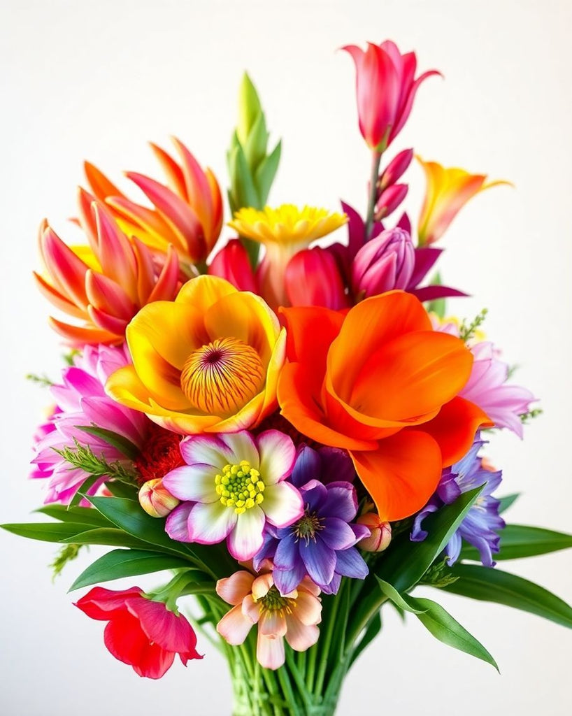 A bouquet of unique and colourful flowers.