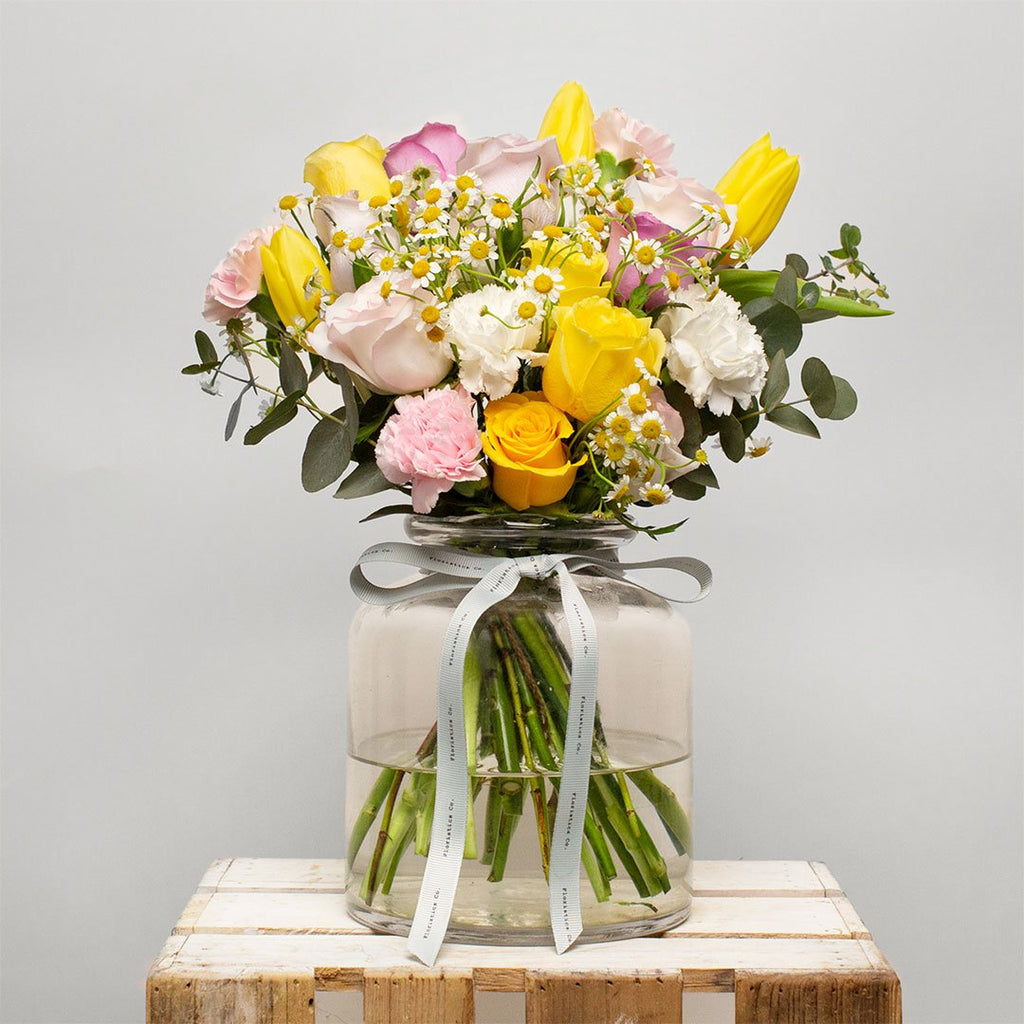 Summer Pastel Bouquet With Vase