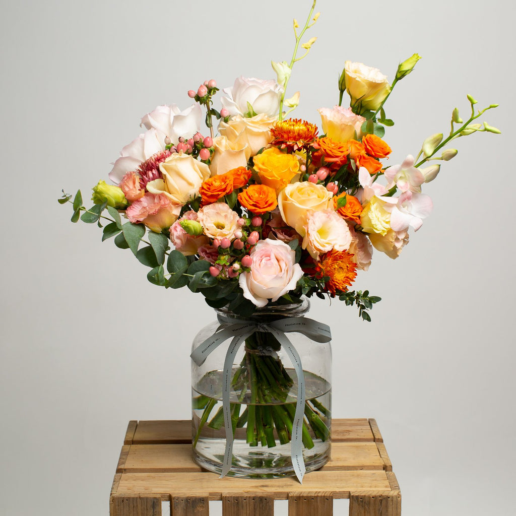 Apricot Blush Bouquet With Vase