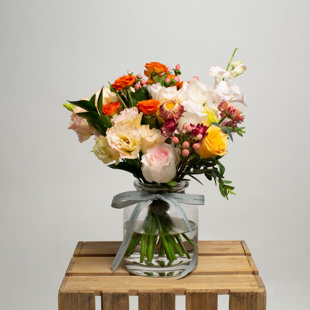 Apricot Blush Bouquet With Vase