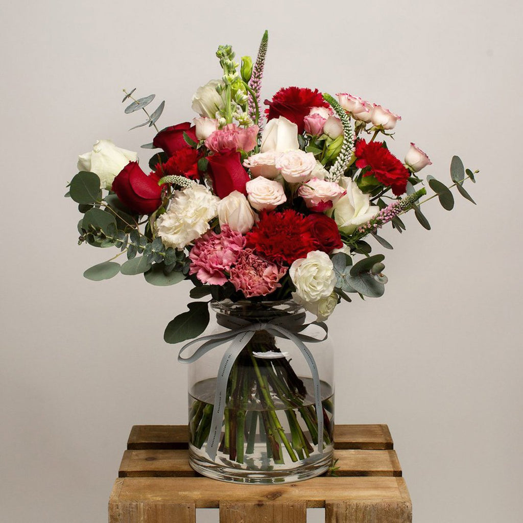 Blushing Romance Flower Bouquet With Vase